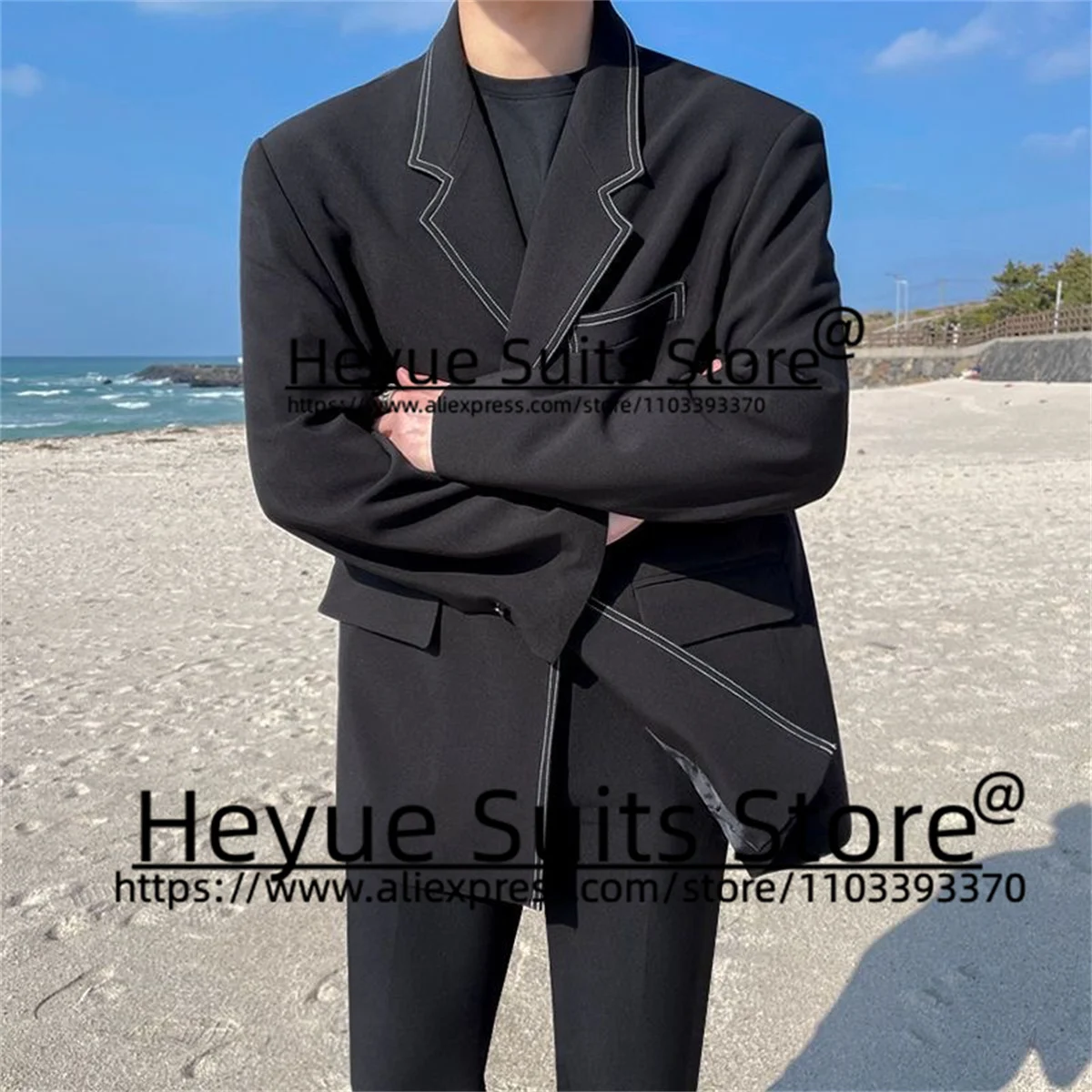 Black Fashion Wedding Suits For Men Custom Slim Fit Notched Lapel Groom Tuxedos 2 Pieces Sets Business Male Blazer Costume Homme