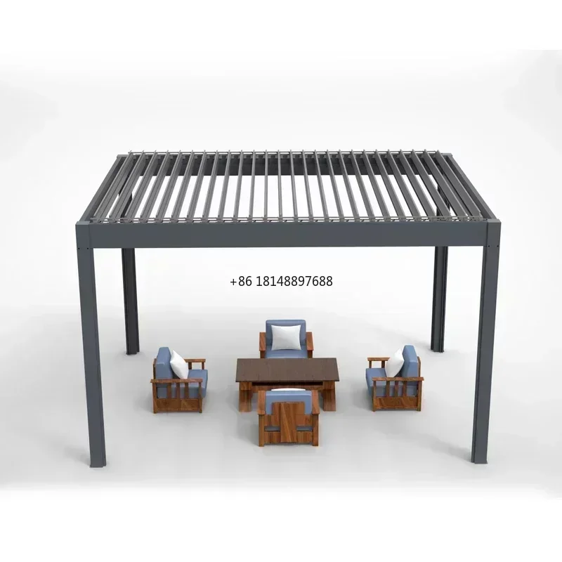 Modern 3X3m 3x4m 3x5m Patio Garden Waterproof Bioclimatic Outdoor Motorized Louvered Aluminium Pergola