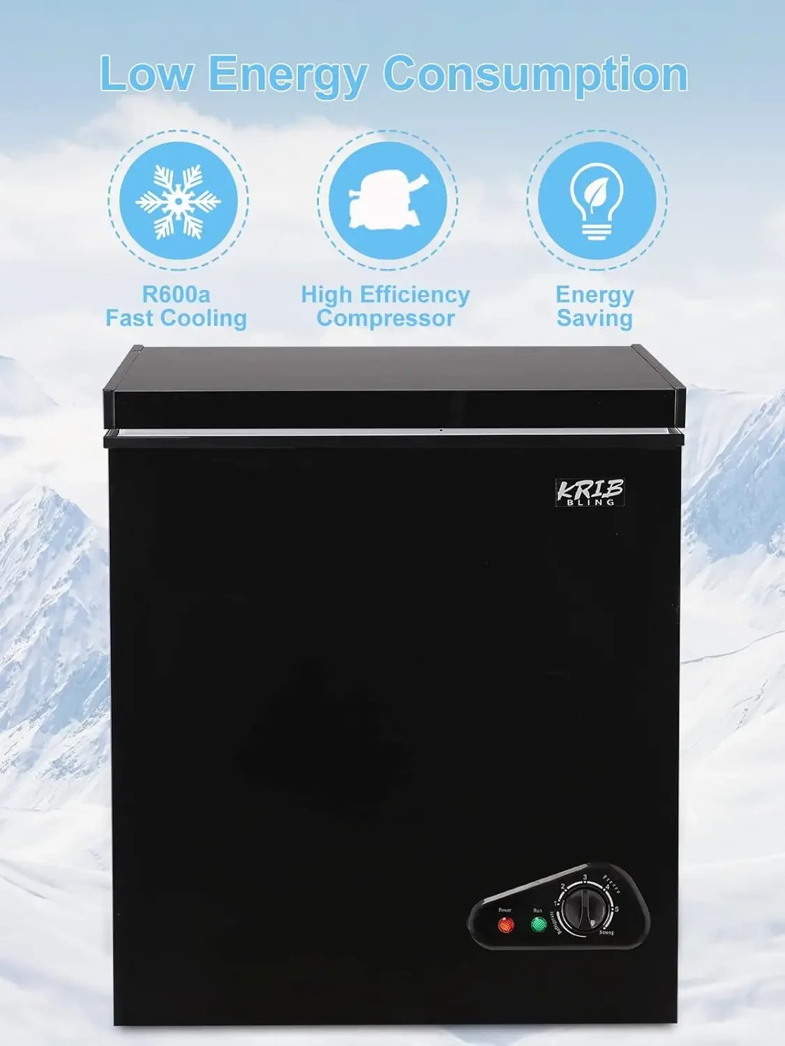 Chest Freezer 7.0 cu.ft Mini Adjustable 7 Thermostat Compact Deep Freezer Top Door Low Noise with Removable Basket Black