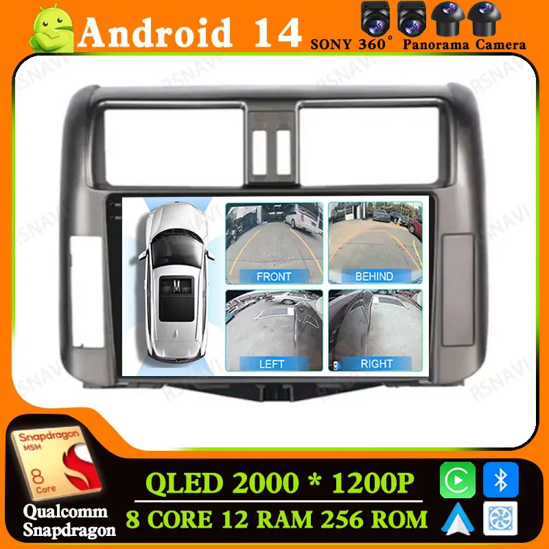 

Android 14 Car Radio For Toyota Land Cruiser Prado 150 2009 2010-2013 GPS Head Unit Multimedia Stereo 4G LTE 2 DIN DSP BT DVD