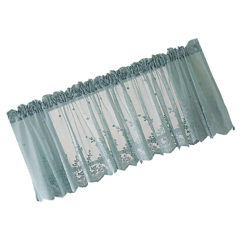 1Pcs Lace Cafe Curtain Semi Lace Embroidery Short Half Curtain Window Valance for Kitchen Bedroom Living Room Decoration