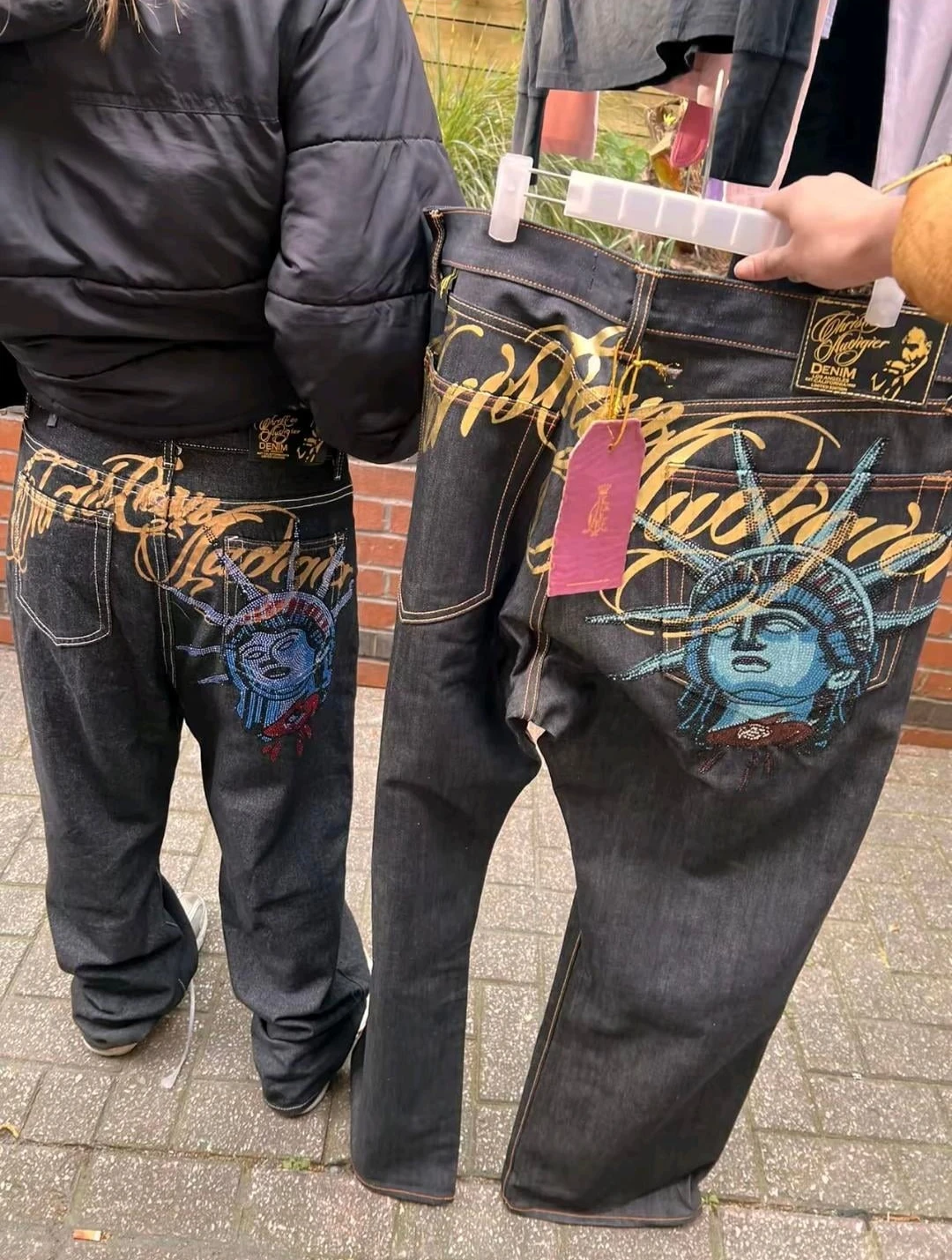 

Statue of Liberty Denim Pants Women Hot Sell 24 Hours Fast Delivery Casual High Waist Straight Wide Leg Jeans Y2k Women Clothing