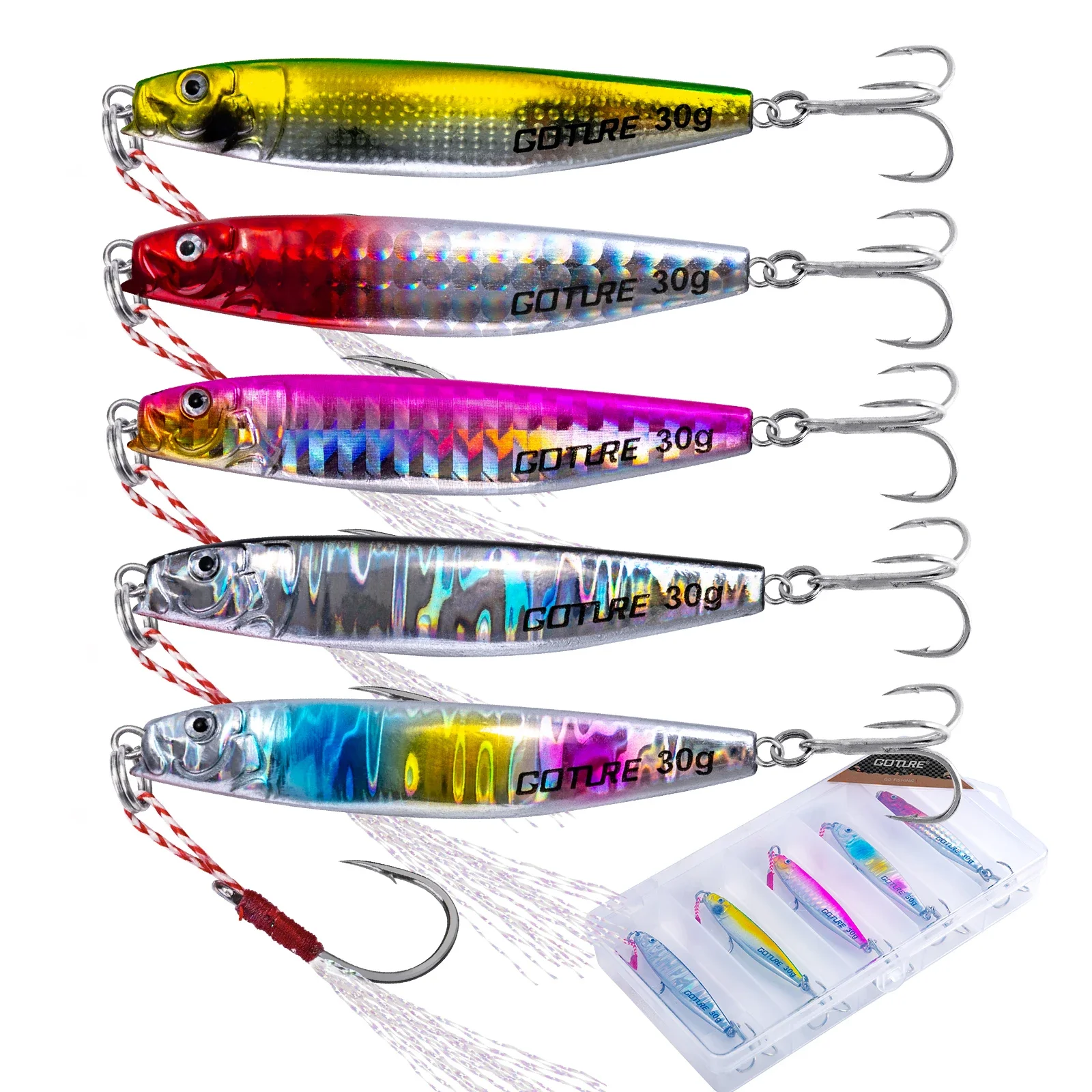 

Goture 20g 30g/lot Metal Slow Jig Fishing Lure Trolling Bait Accessories Spinner Swim Bait for Freshwater Saltwater