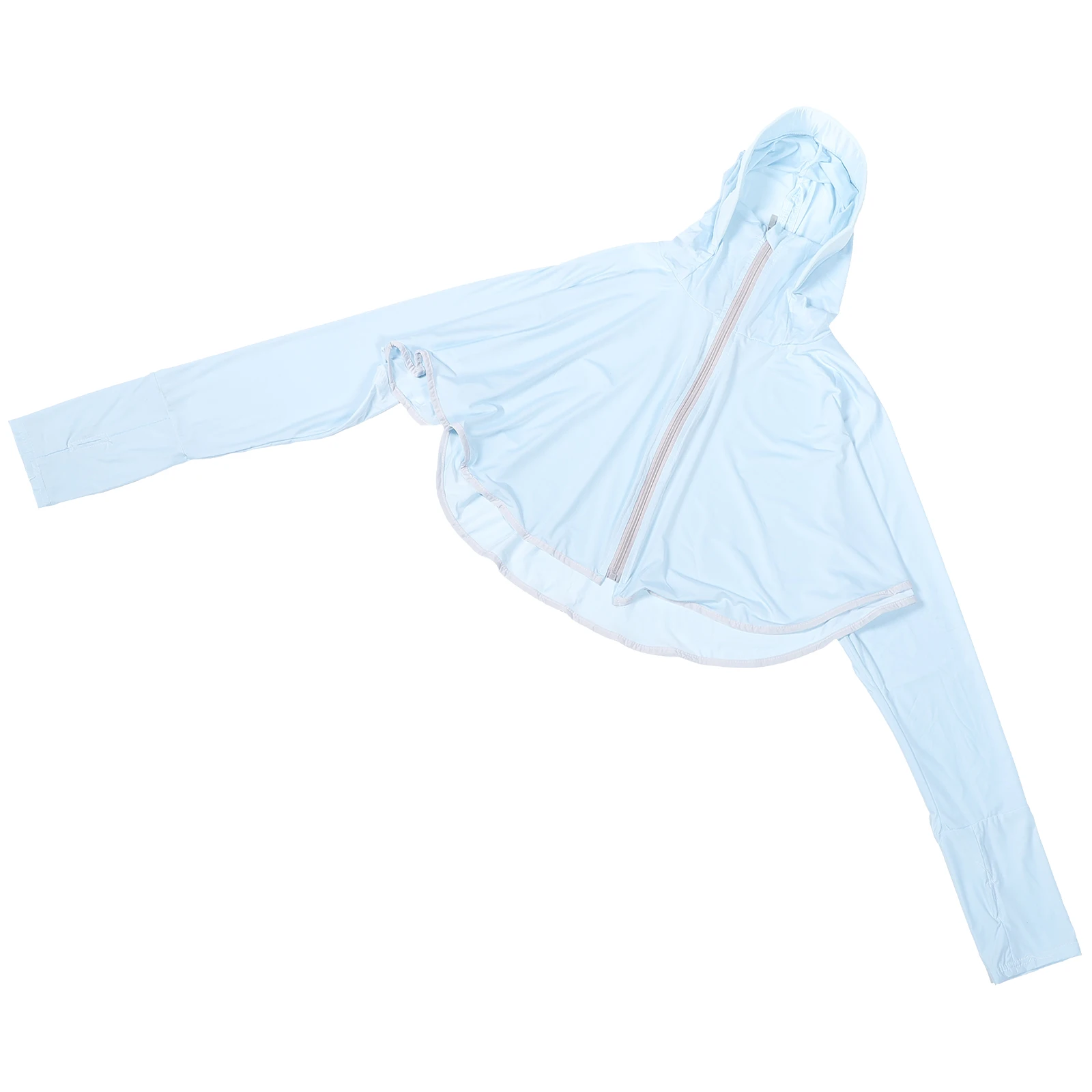 Women Sun Screen Cloak Sky-Blue Summer Beach Sunscreen Hooded Zipper Uv Protection Wrap Sun Protection Clothing Cycling Riding