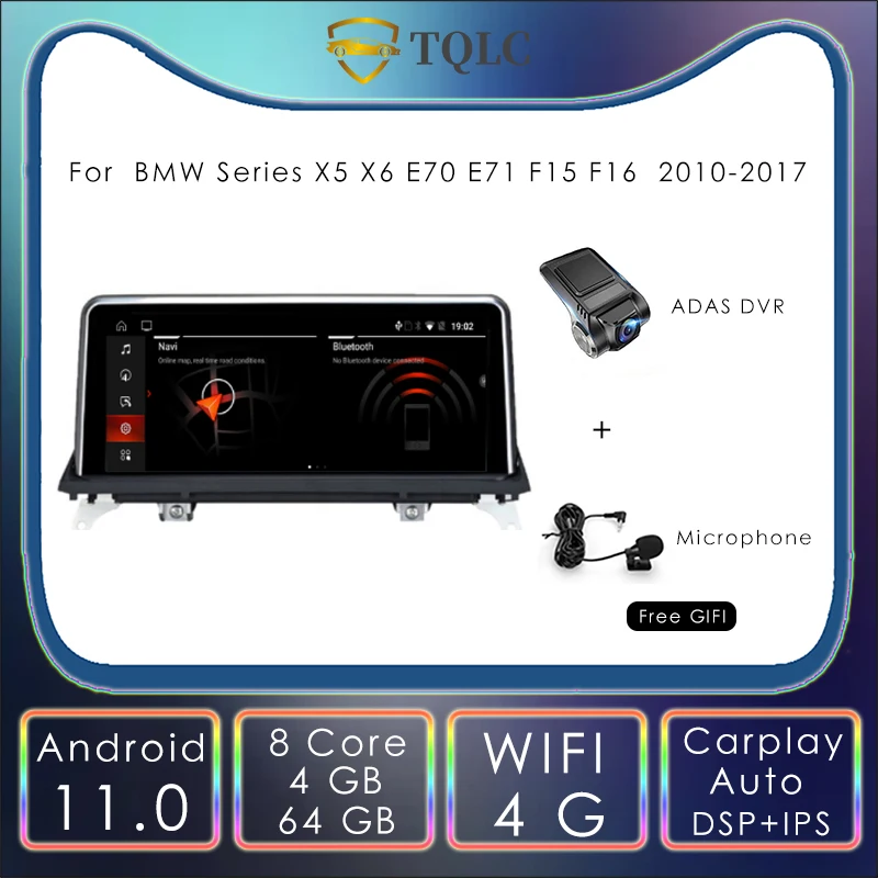 

Car Stereo Radio Android 10.25'' For BMW Series X5 X6 E70 E71 F15 F16 2010-2017 WirelessCarPlay Multimedia Navigation Head Unit