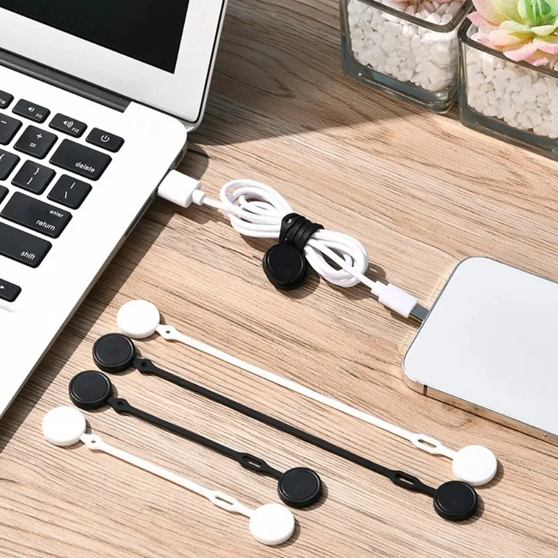 4/1Pcs Magnetic Silicone Cable Winder Cable Organizers Earphone Cord Holder Clips Multifunction Wire Management Home Office