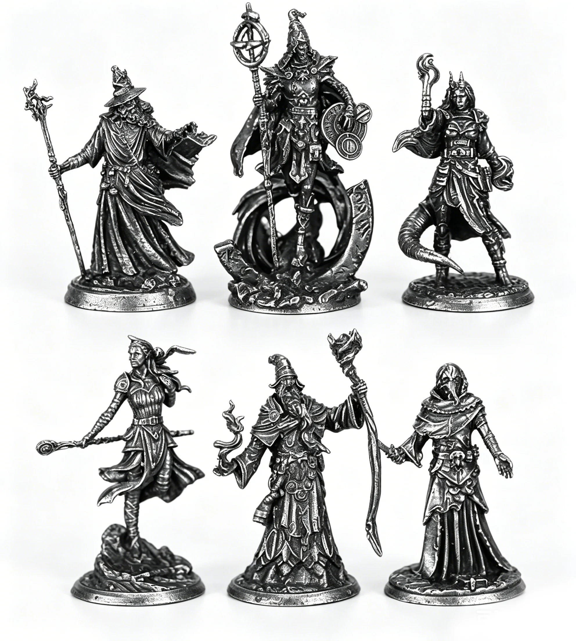 Shadow Realm Wizard Bronze Metal Underground City Soldier Model Desktop Decoration Set Board Game Toy Can Be Painted Men's Gift