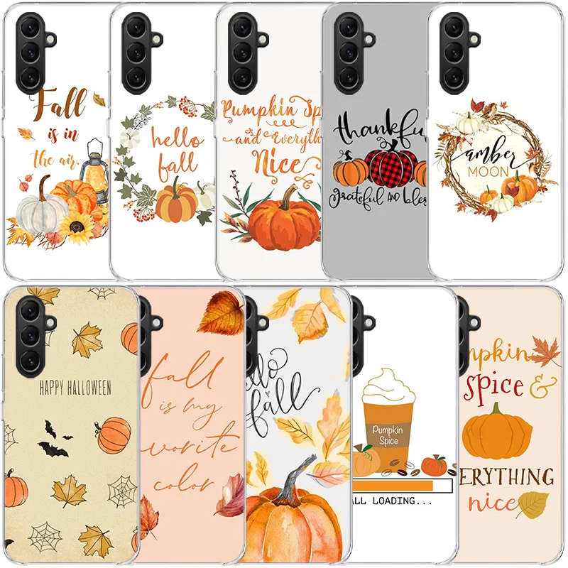 Lanterna di zucca Halloween Maple leaf Clear Phone per Samsung Galaxy A55 A35 A25 A15 A05S A04S A14 A24 A34 A54 A03S A13 A23 A33 A