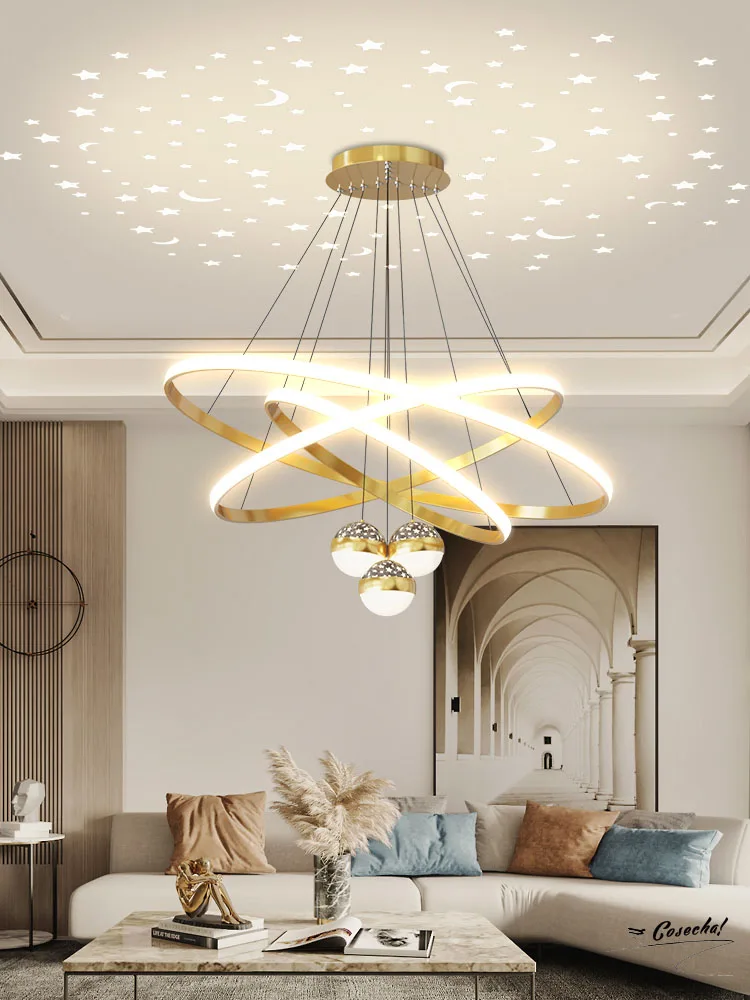 

Modern Gold Ceiling Chandelier LED Lighting 140W Dimmable Remote Control White Led Ring Chandeliers For Dining Room Bedroom Lamp