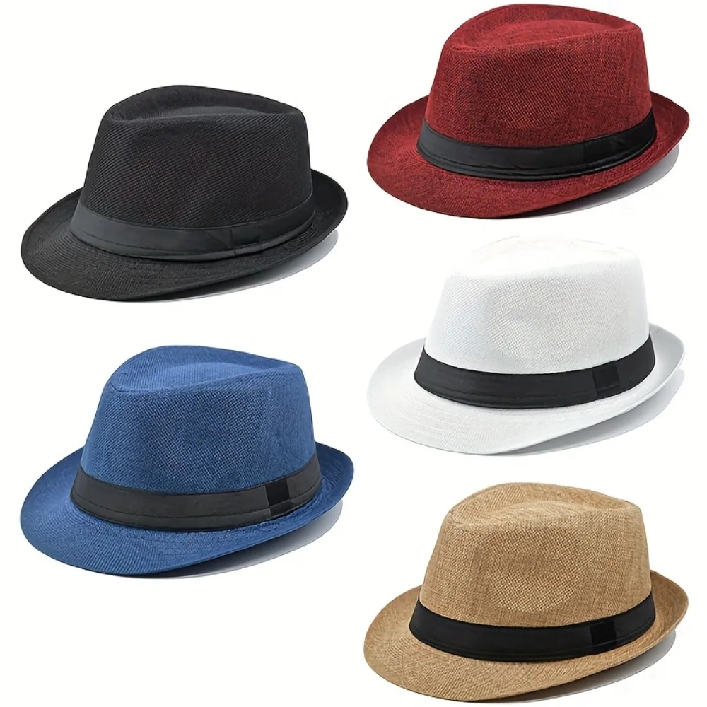 5-piece Men's Classic Panama Hat, Short Brim, 1920s Retro Style, Suitable for Both Men and Women, Breathable Panama Hat