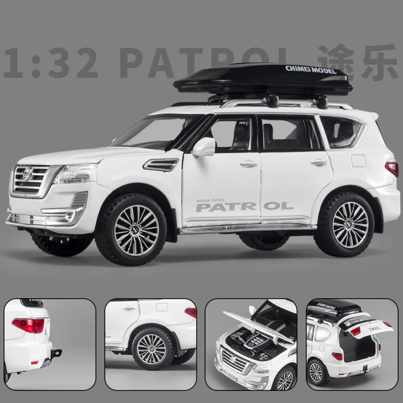 1:32 Handmade Car Scale Model Pull Back Alloy Almost Real Patrol Y62 SUV Model Car With Detachable Luggage Rack