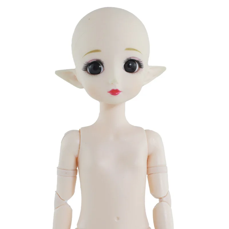 Elf Doll Toys for Children, Olhos Negros com Articulações de Maquiagem, Pele Branca, 1:6 Bjd, 28cm