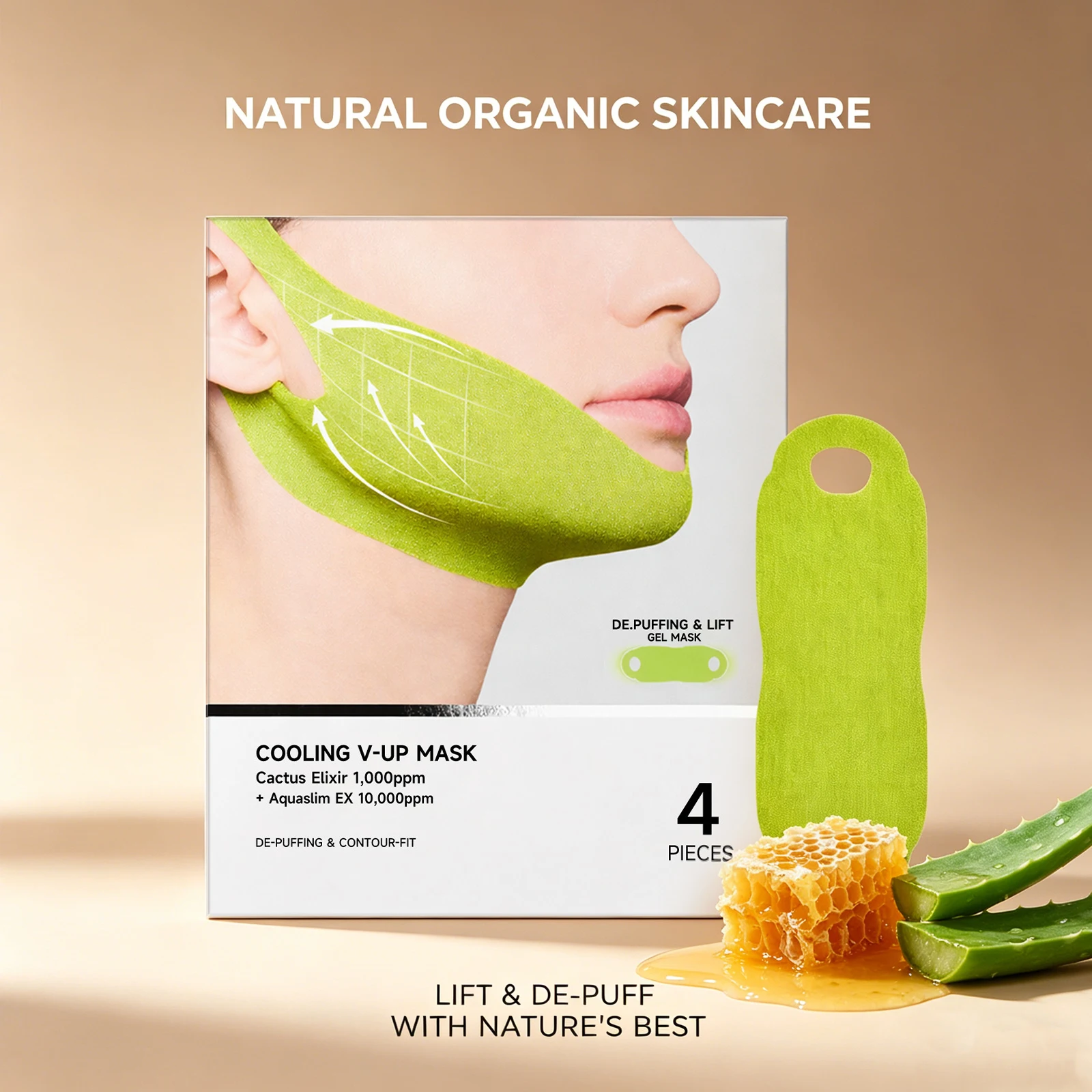 Cactus V-Lifting Face Band Cooling Mask Enhance Skin Firmness Reduce Puffiness Tightening Chin Line Remove Double Chin Face Mask
