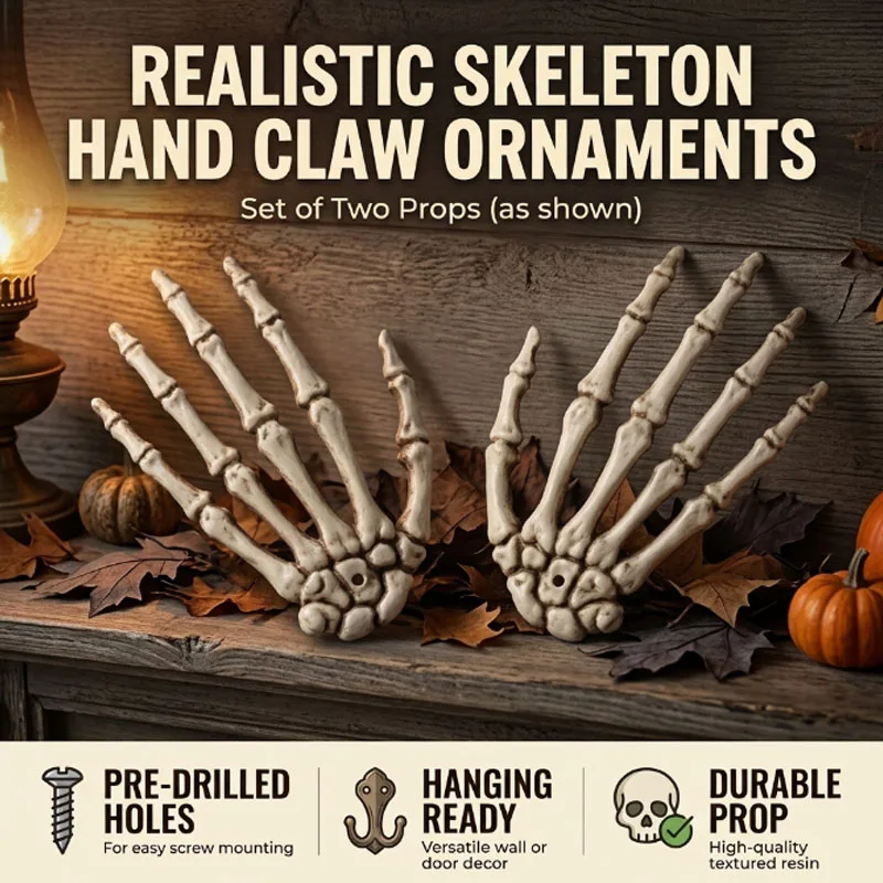 Realistic Halloween Skeleton Hand Claw Decoration, Spooky Bone Hand Figurine for Haunted House Party Indoor and Outdoor
