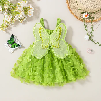 Butterfly Suspender Dress for Baby Girls 4 Summer New Princess Style Baby Girl Dress, Cute Butterfly Children'S Suspender Clothes For Babies Aged 9 Months To 3 Years 4