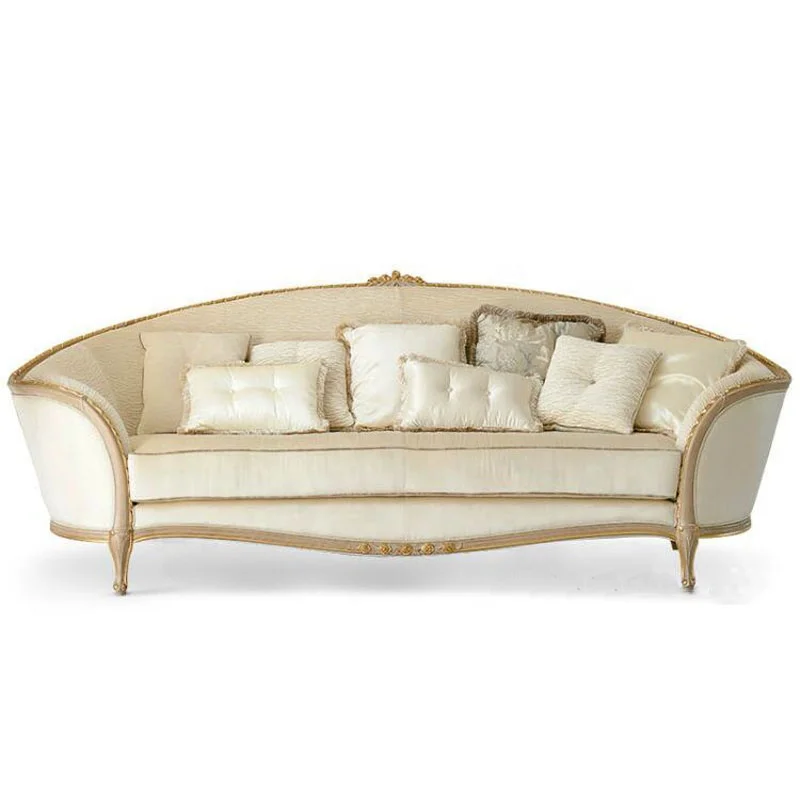 

European-style French Antique Luxury Curved Wooden Royal Furniture Sofa Set Golden