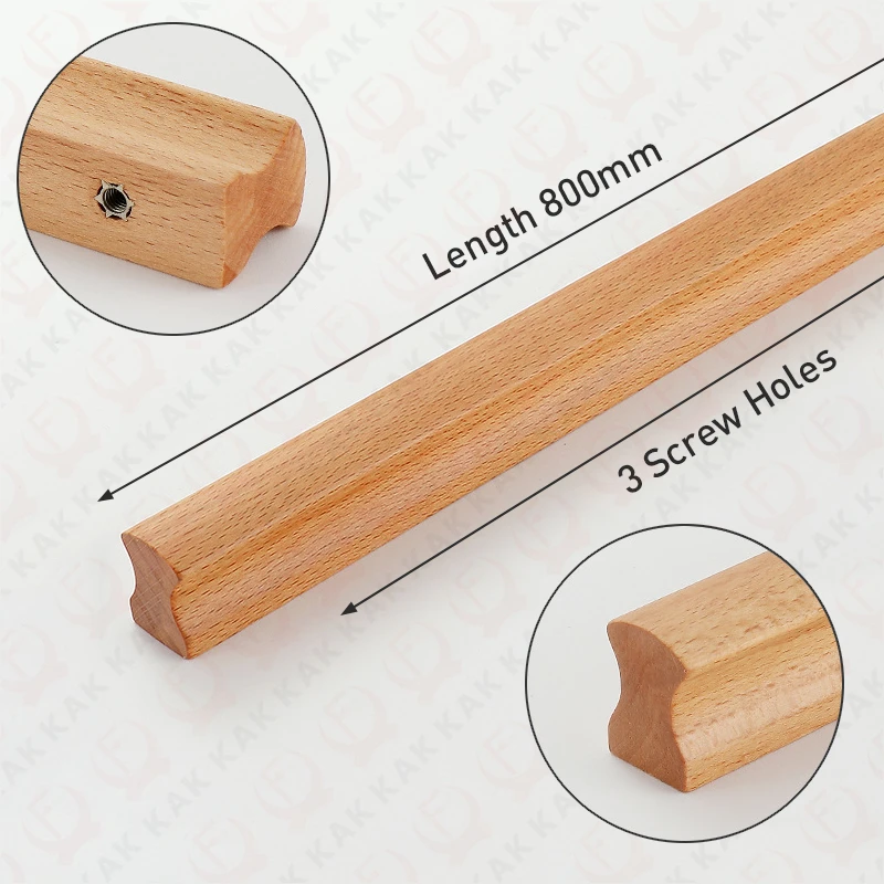 KAK Möbelgriffe aus Holz, 1200 mm lange Griffe für Schränke und Schubladen, Kommodenknöpfe, Schuhschrankgriffe, Küchentürbeschläge