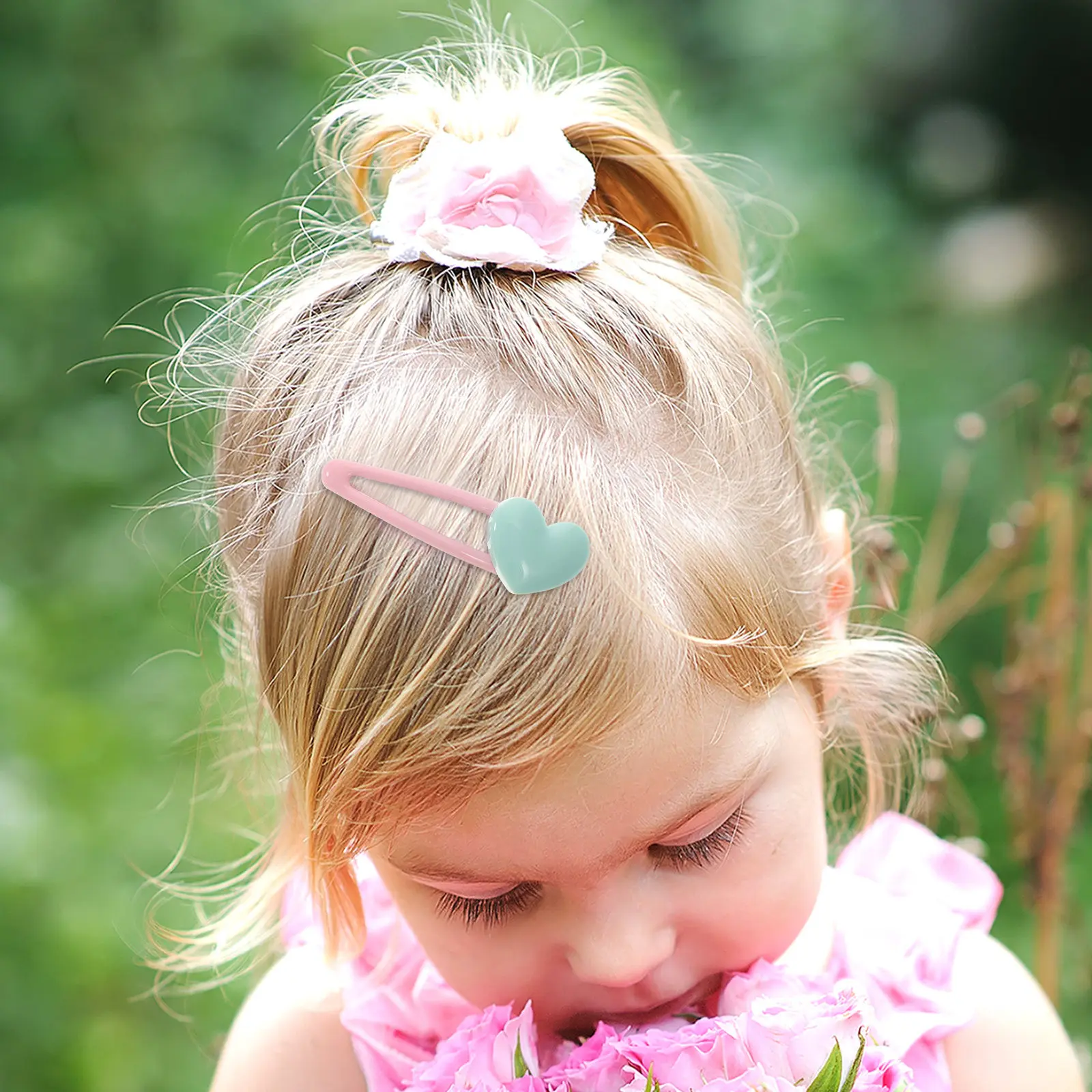 

10Pcs Heart Shaped Hair Clips Metal Snap Hairpins Colorful Hair Accessories Wedding Party Daily Hairpins