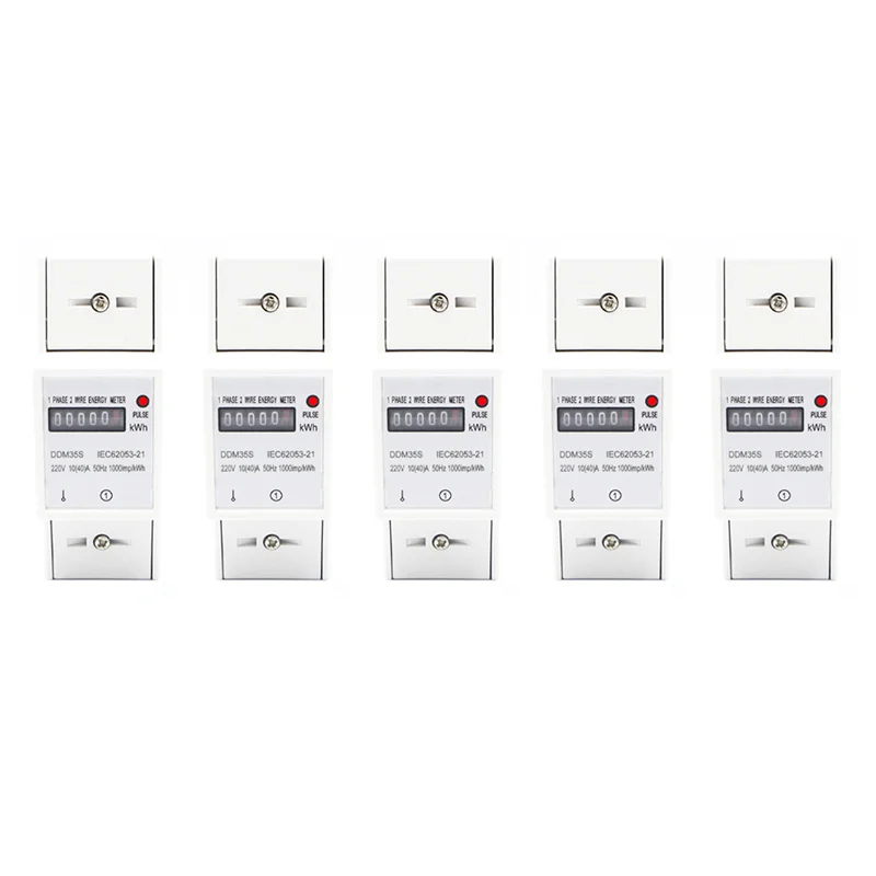 

【Superdeals】6X Single Phase Two Wire 220V 10-40A Energy Meter Kwh Counter Consumption Analog Electricity Wattmeter Din Rail