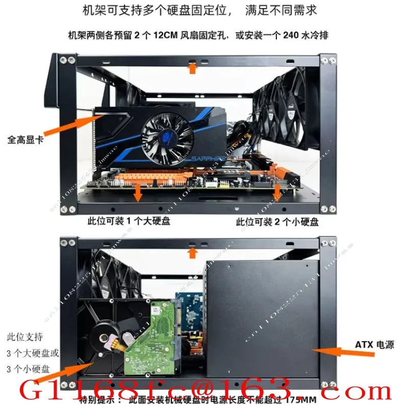 Open Frame Chassis 4-GPU Single Power Dual-System EATX Compatible AI Computing Rack-Mount Case Cabinet-Ready Part