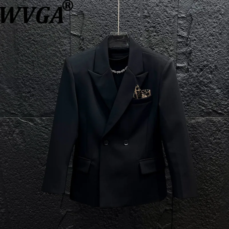 WVGA Spring Autumn New Men's Niche Deconstructed Printed Patchwork Blazer Casual Turn-Down Collar Long Sleeved Jacket Ins W28622