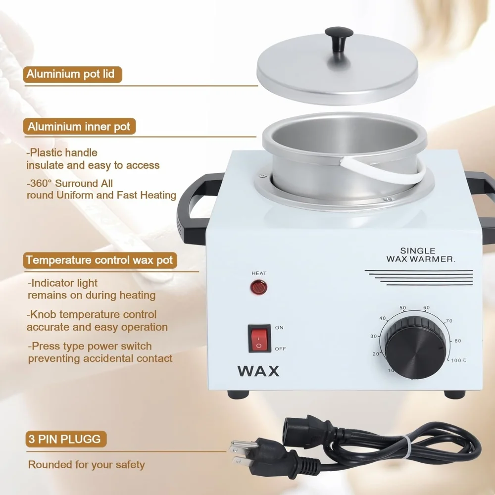 Professional Single Pot Electric Wax Heater For Men And Women Facial Skin Spa Equipment Temperature Adjustable Rapid Heating