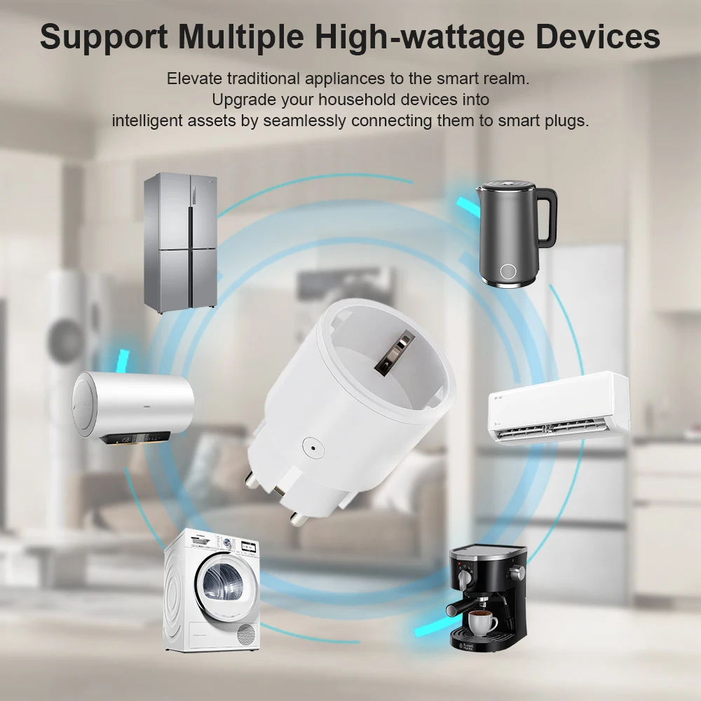 Tuya WiFi المكونات الذكية 10A الاتحاد الأوروبي مأخذ (فيشة) ذكي مع مراقبة الطاقة توقيت وظيفة التحكم الصوتي عبر أليكسا جوجل المنزل ياندكس #3