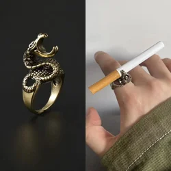 Retro Personality Men's Golden Dragon Clip Cigarette Ring Cigarette Holder Hand Jewelry Simple temperament Men's daily ornaments