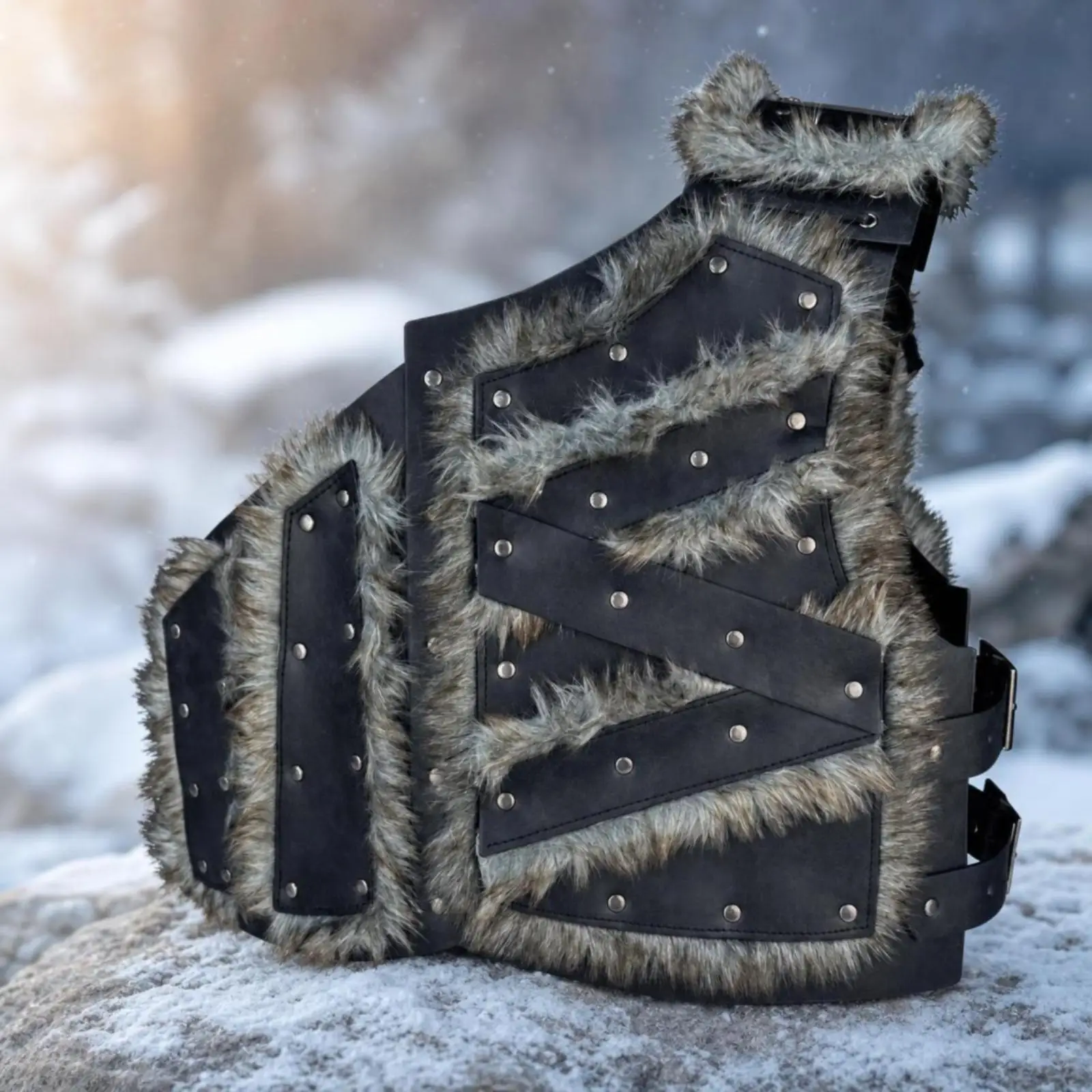 Half Breastplate with Textured Trim Embossed Cosplay Breastplate Adjustable Costume Battle Gear for Cosplayers, Larpers,