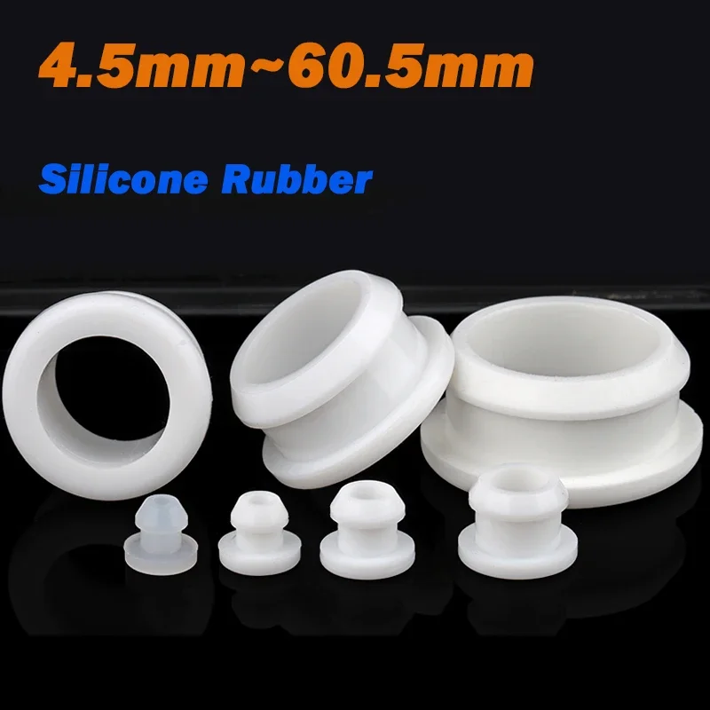 White Snap-on Hole Plug 4.5mm~60.5mm Silicone Rubber Blanking End Caps Seal Stopper Pipe Inserts Bung Seal Stopper Sealing Plug