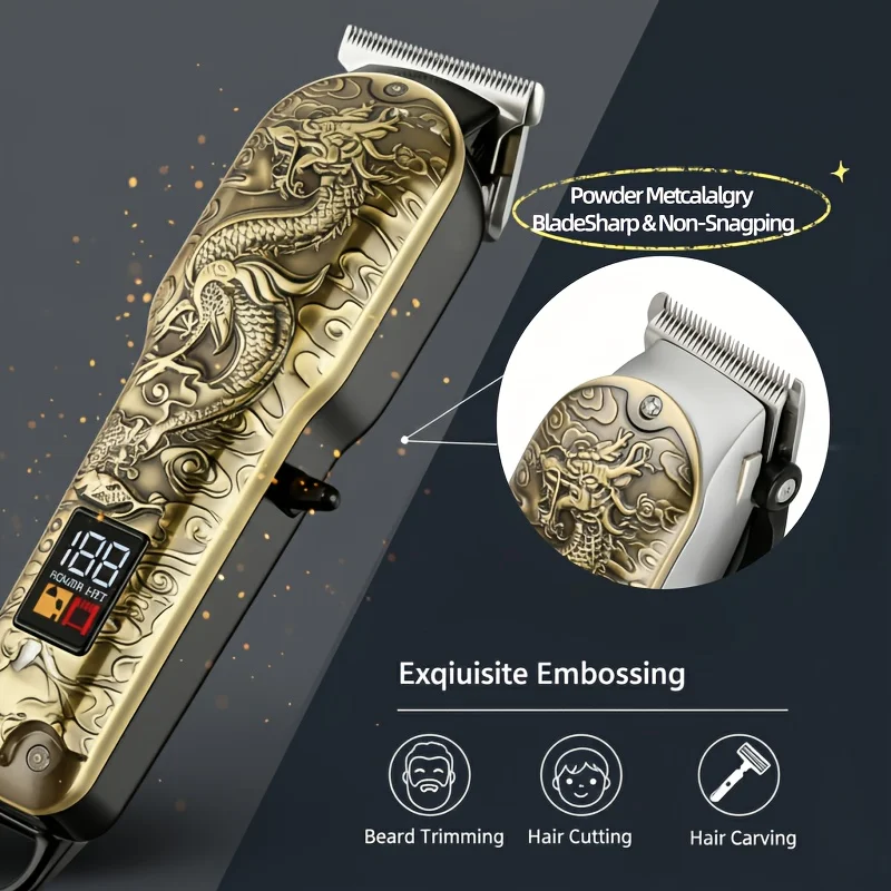 Cordless Hair Clipper for Men Rechargeable Professional T-Blade Trimmer Kit with Li-ion Battery Home Haircut & Beard Styling Set