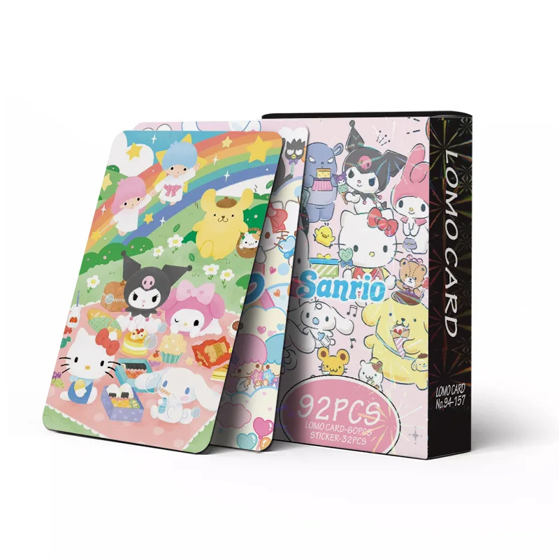 92PCS Sanrio Adesivi Carta Manuale Del Fumetto Adesivo Ins Stile 3 pollici Piccola Carta Double face LOMO Carta Giocattolo Per Bambini Regalo