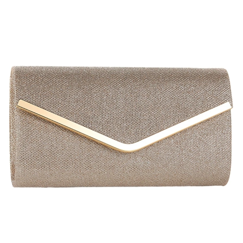 

Fashionable Shimmering Evening Bag Envelope Style Clutch with Removable Chain Suitable for Formal Gatherings 517D