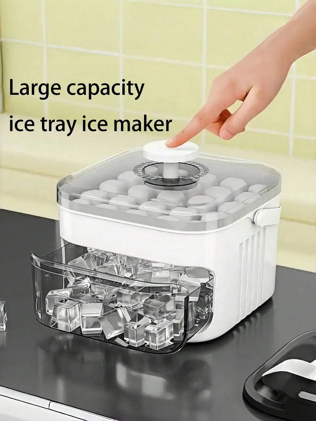 1pc Large Capacity Ice Tray Ice Maker-[25 Single-Layer Ice Cube Molds/50 Grid Double-Layer Ice Cube Molds] With Ice Scoop, Manual Ice Press Machine Mold, High-Quality PP Material, Household Ice Beverage Production, Kitchen Essential, Sturdy Kitchen Ice Ma