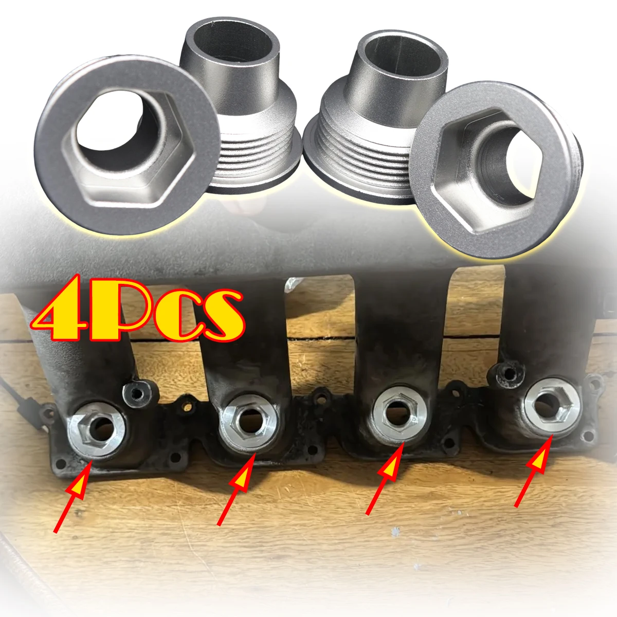 

4pcs New Upgrade Fuel Injector Insert Set for VW Audi Skoda Seat Aluminum Cup Seat 06B133555H 06B133555D Car Replacement Parts