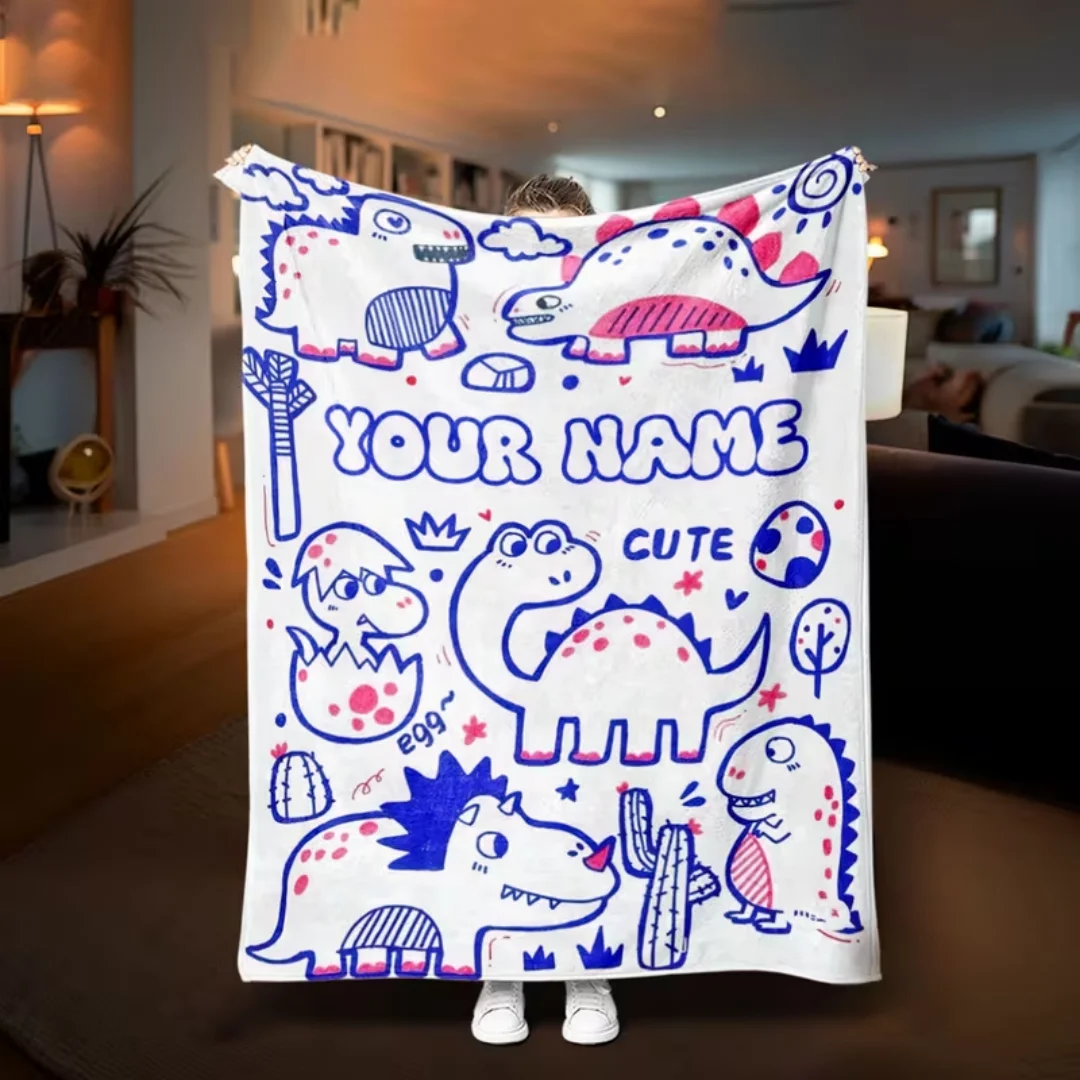 Customize personalized name flannel blankets with two rabbits and an Easter theme, suitable for napping, camping and traveling
