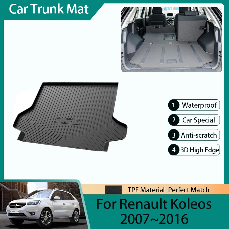 Car Trunk Storage Mats For Renault Koleos Samsung QM5 2007~2016 TPE Dirt-resistant Rear Trunk Pads Cover Carpet Auto Accessories