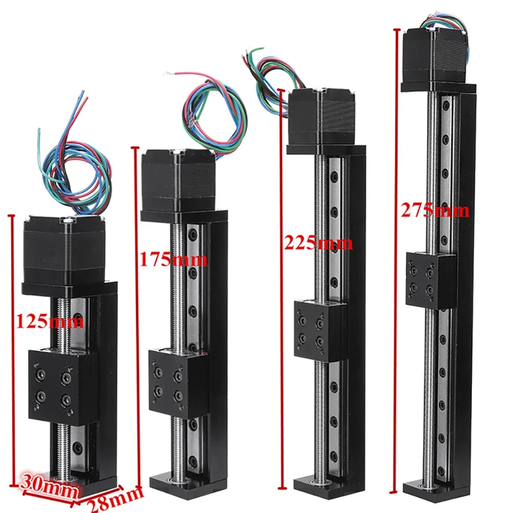 

50mm 100mm 150mm 200mm T-type Sliding Table Rail Linear Stage Transport Guide Platform Pitch 1-12mm & NEMA11 28MM Stepper Motor