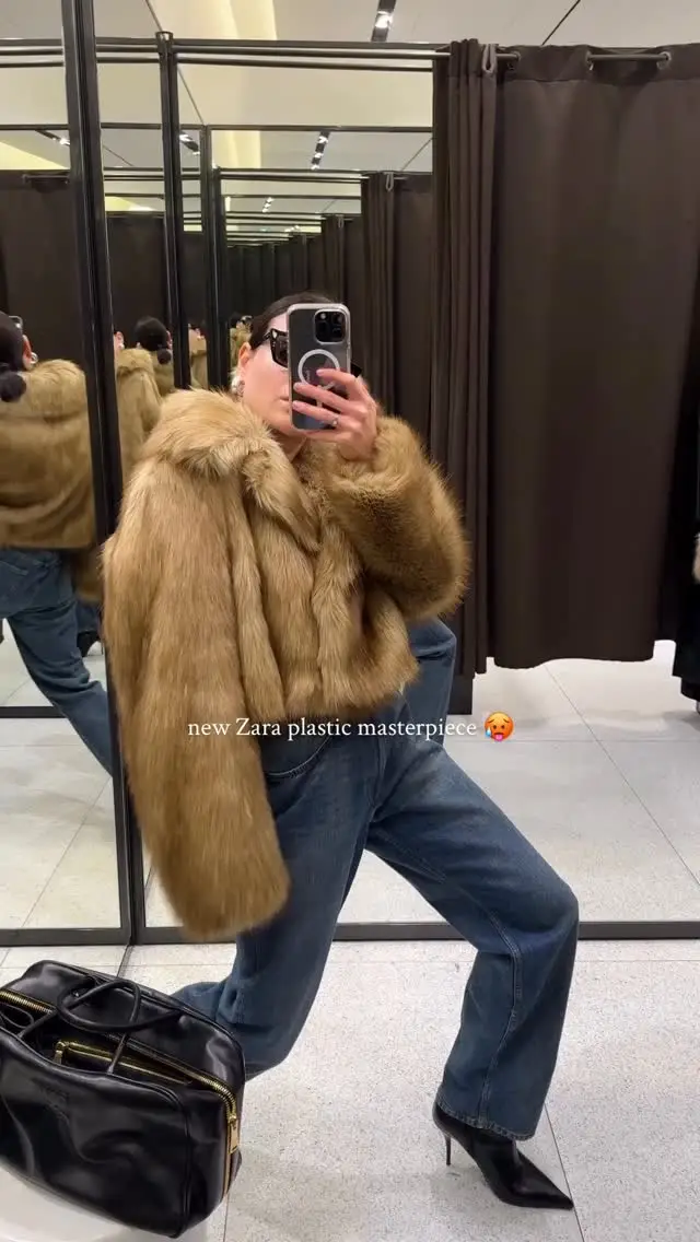 مصبوغ وأشار قصيرة فو الفراء معطف المرأة موضة التلبيب كم كامل رقيق فضفاض سترة دافئة سيدة الشتاء اليومية ملابس الشارع الشهير غير رسمية