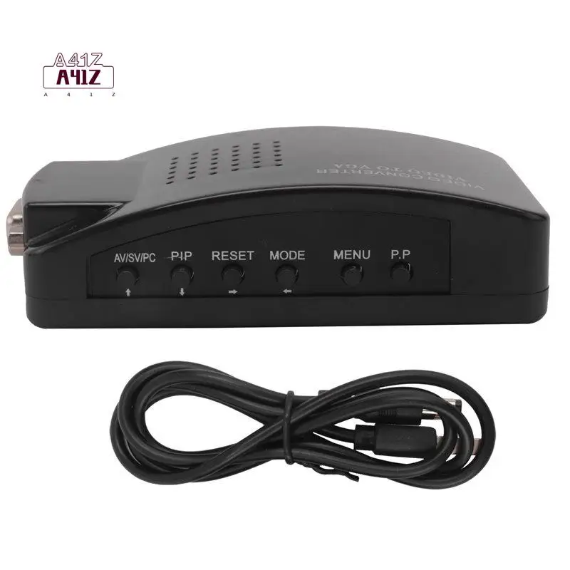 A41Z-AV To VGA Adapter RCA VGA Converter PC RCA Composite S-Video AV Input To PC VGA LCD Output Converter Switch Box