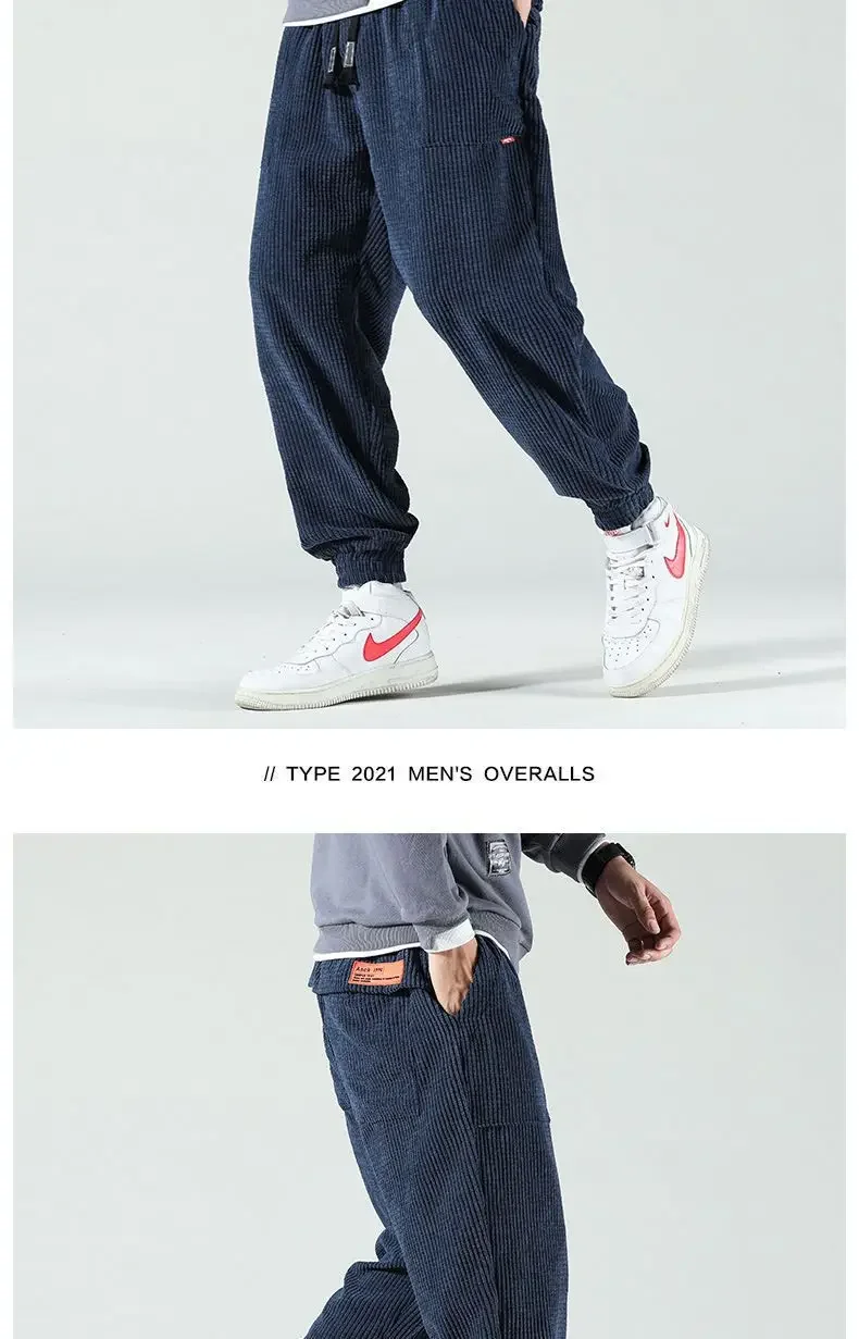 الرجال سميكة الدافئة سراويل تقليدية بانت طويل منتظم الدانتيل يصل مرونة عالية الخصر لصق مستقيم بنطلون بسيط الخريف الشتاء جديد