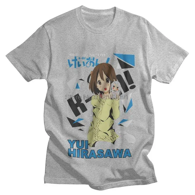 Yui Hirasawa K-ON تي شيرت الرجال 100% القطن طباعة تي شيرت مضحك التي شيرت اليابان الموسيقى أنيمي مانغا تيز توب Harajuku الشارع الشهير