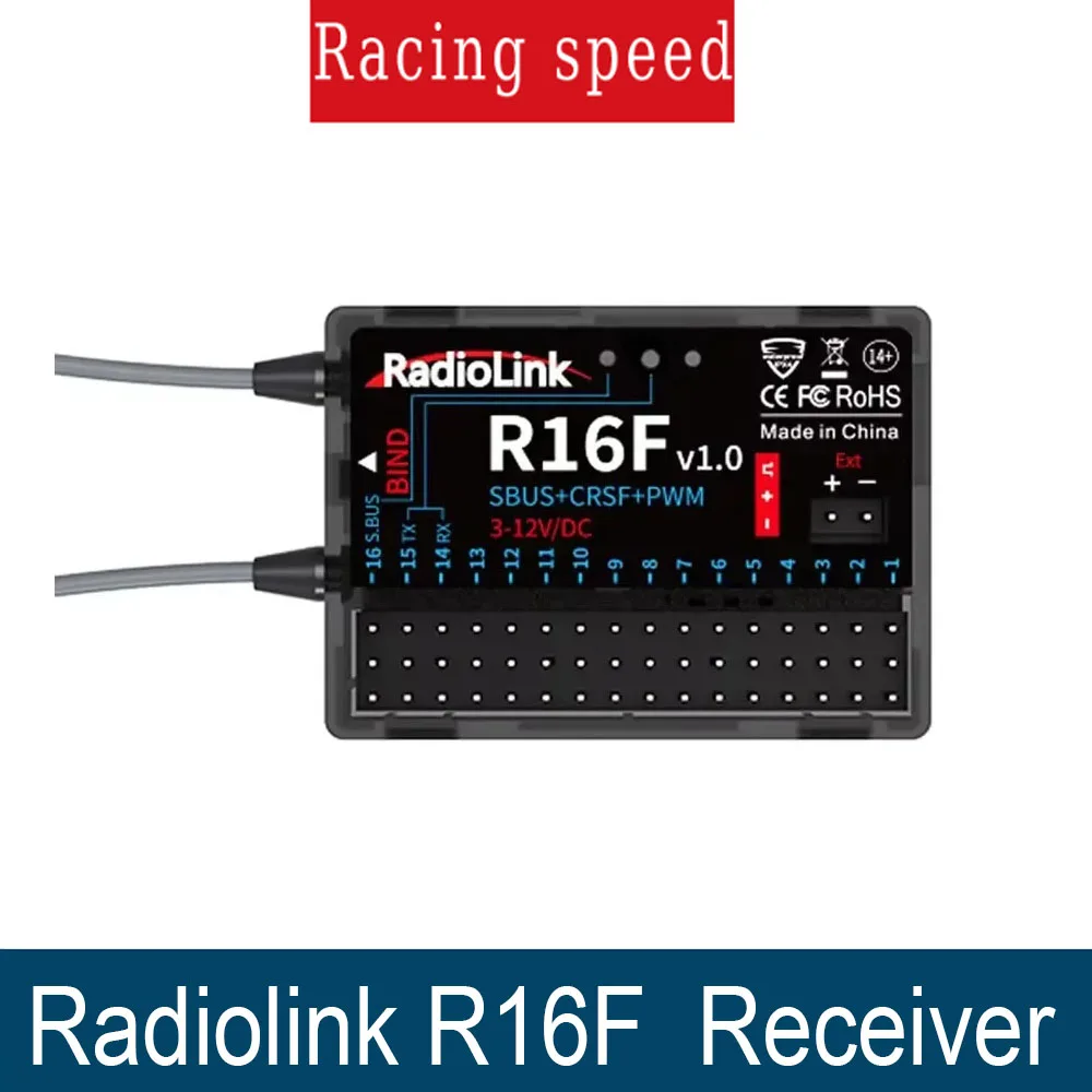 

Radiolink R16F RC Receiver 16 Channle 2.4G Gyro Car Voltage Transmission Telemetry 600m Long Range RX for RC Car Boat Airplane