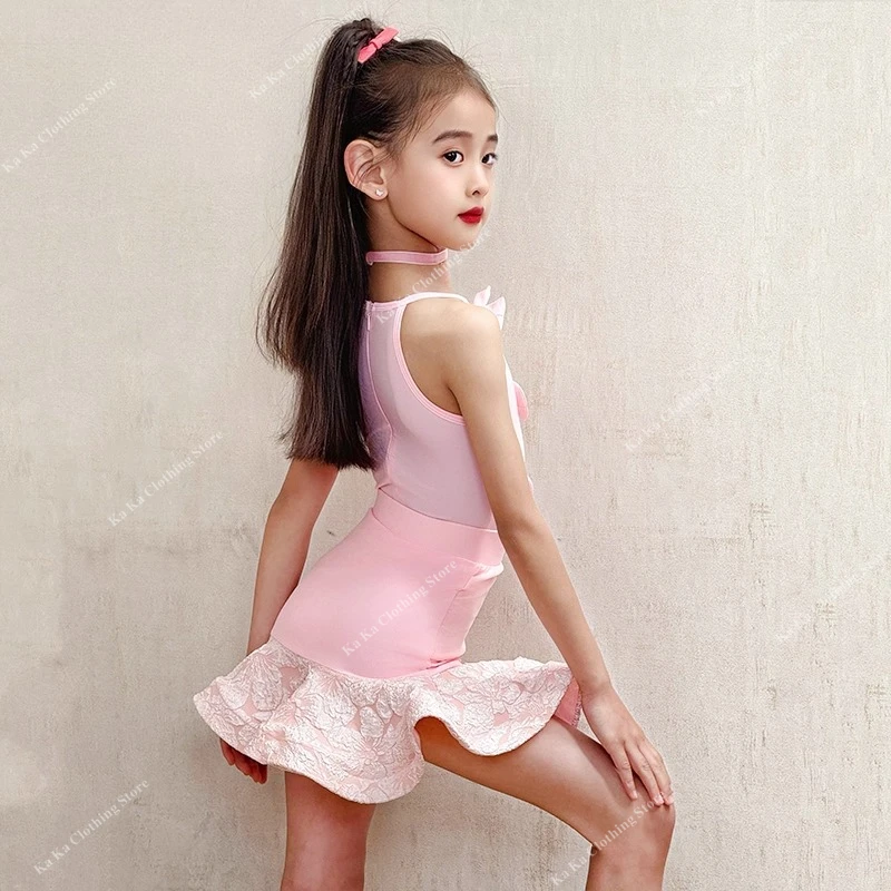 Salsa Latin Dance Dress Girls Ballroom Dress Standard Kid Competition Latin Practice Dress Rumba Tango Latin Dance Costume Girls