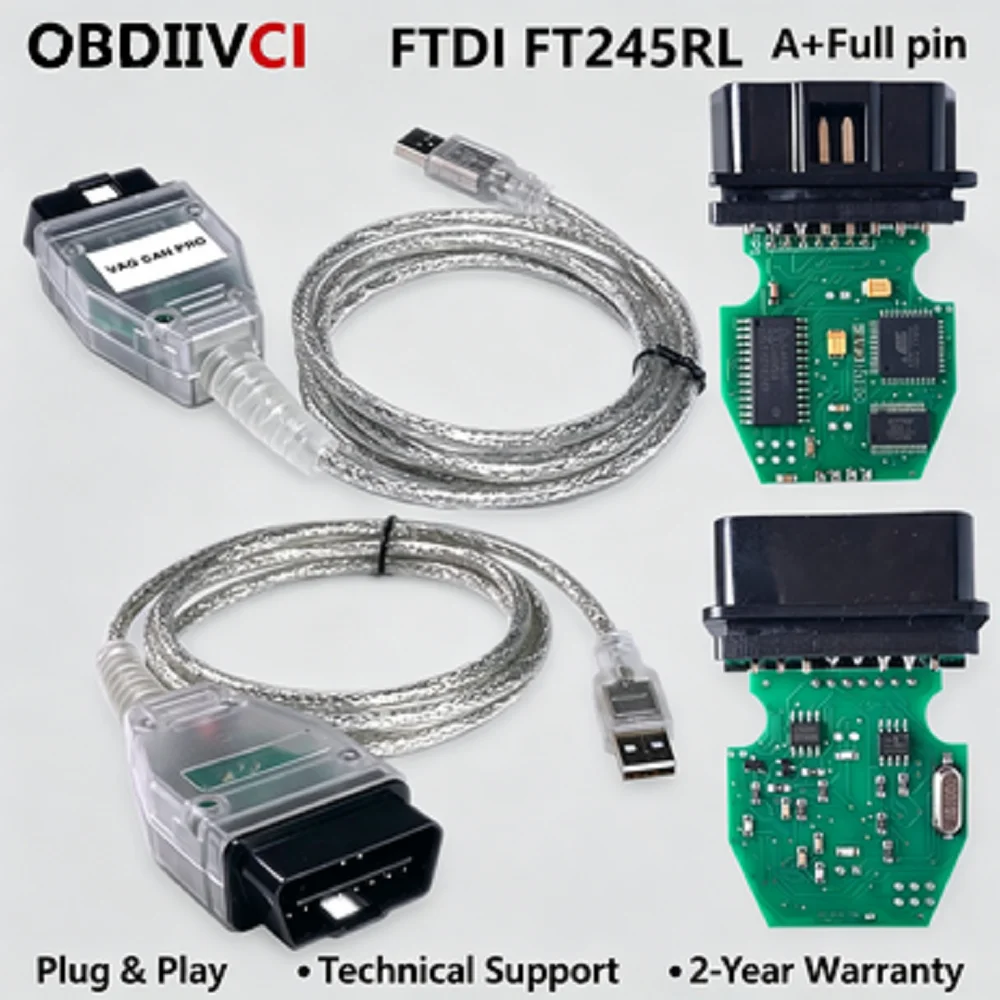 vag-can-pro-obdii診断インターフェース、ftdi-ft245rlチップ搭載、vag用車両診断ツール、can-bus-kライン-uds対応