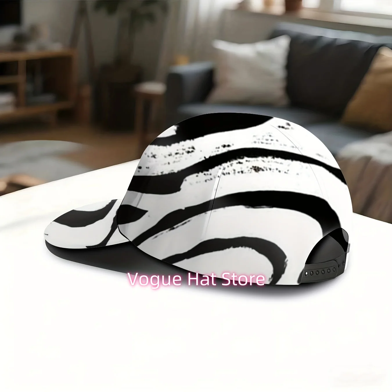 Stylish Baseball Cap Featuring a Black And White Zebra Pattern, Perfect for Outdoor Adventures And Sun Protection. This Unisex,