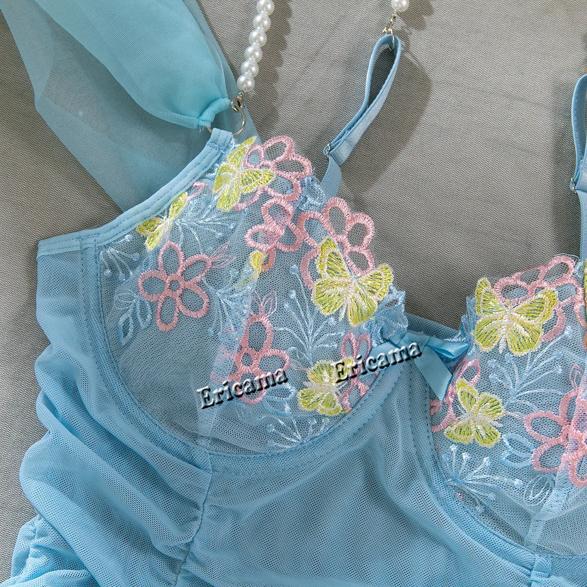 Dámské spodní prádlo Sexy spodní prádlo Set Skládaný zavinovací hip noční košilka Pyžamo Tenké skládané květinové spodní prádlo Sexy podprsenka Set Push Up - náhled 3