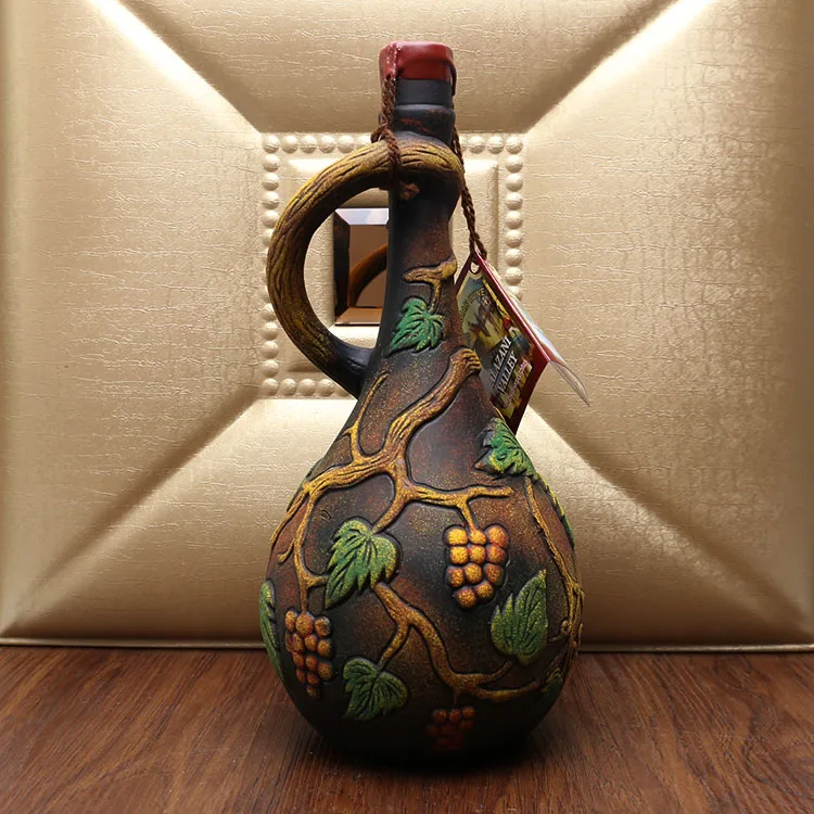 Imported wine Georgia colored pottery red wine original semi-sweet 1000ml art bottle ornament gift