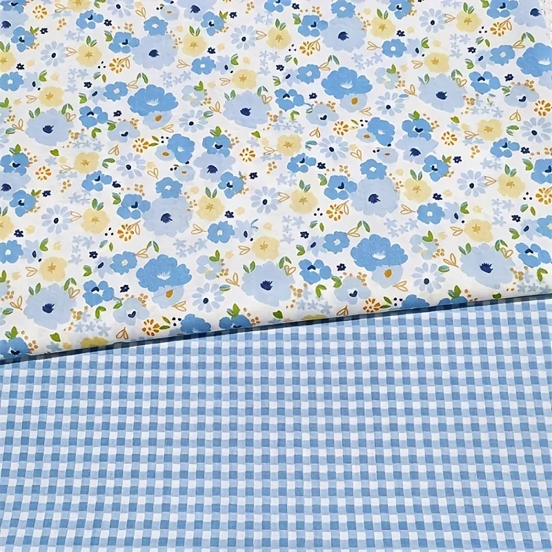 8 Stück reiner Baumwollstoff mit Blumenmuster, niedlich, mehrfarbig, vorgefertigter Stoff zum Aufnähen, zum Basteln, für DIY-Näharbeiten, Scrapbooking, Q – Detail 2