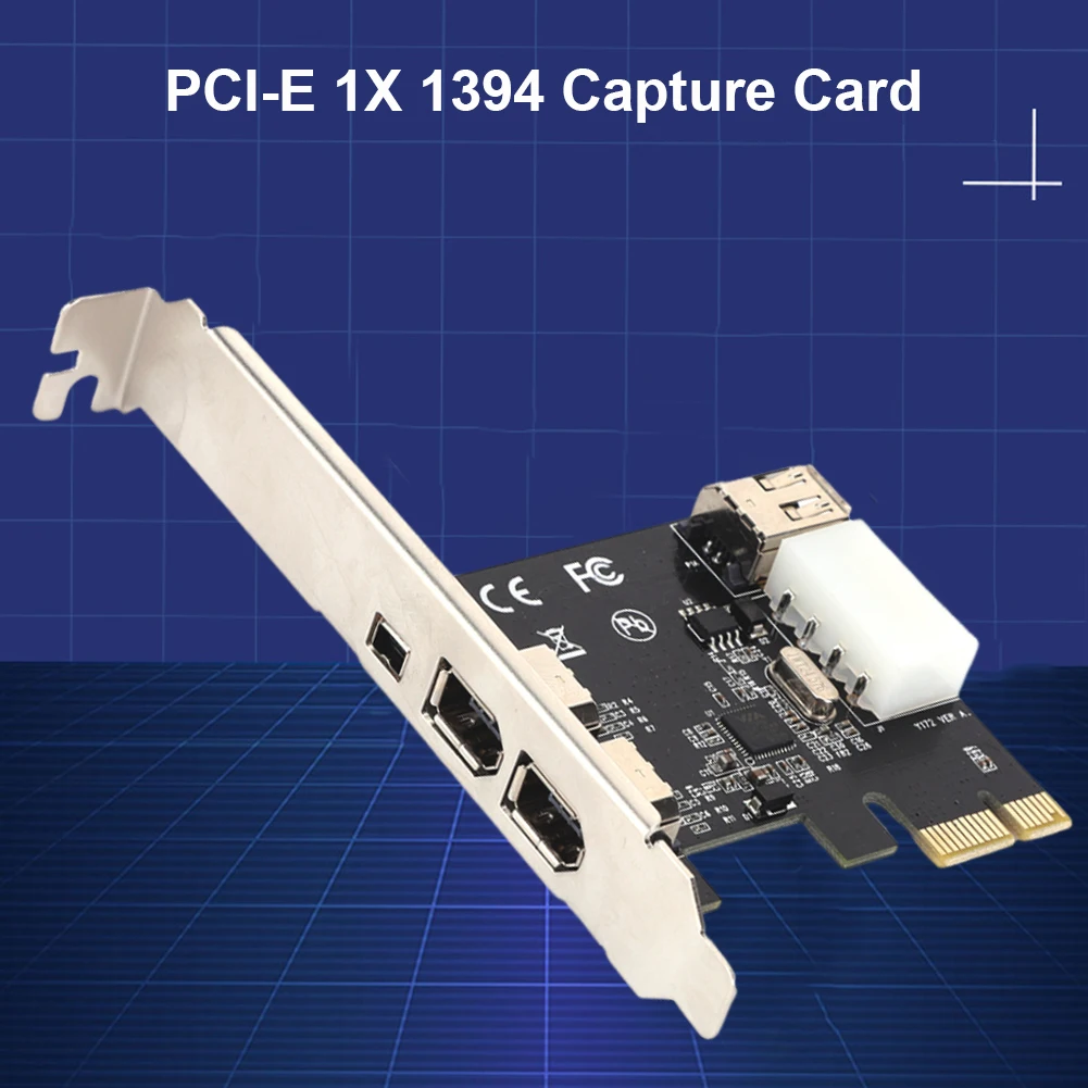 PCI-E 1X 1394 DV Video Capture Adapter Card 6 Pin to 4 Pin 3 Port Firewire Converter Desktop Computer Accessories